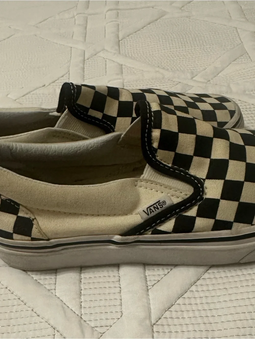 Vans Classic Slip-On Checkerboard Black and Cream Sneakers